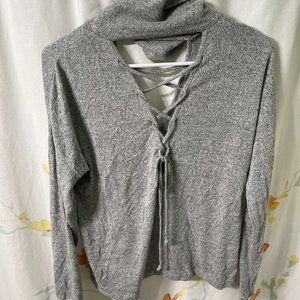 Charlotte Russe Grey V cutout Turtle Neck